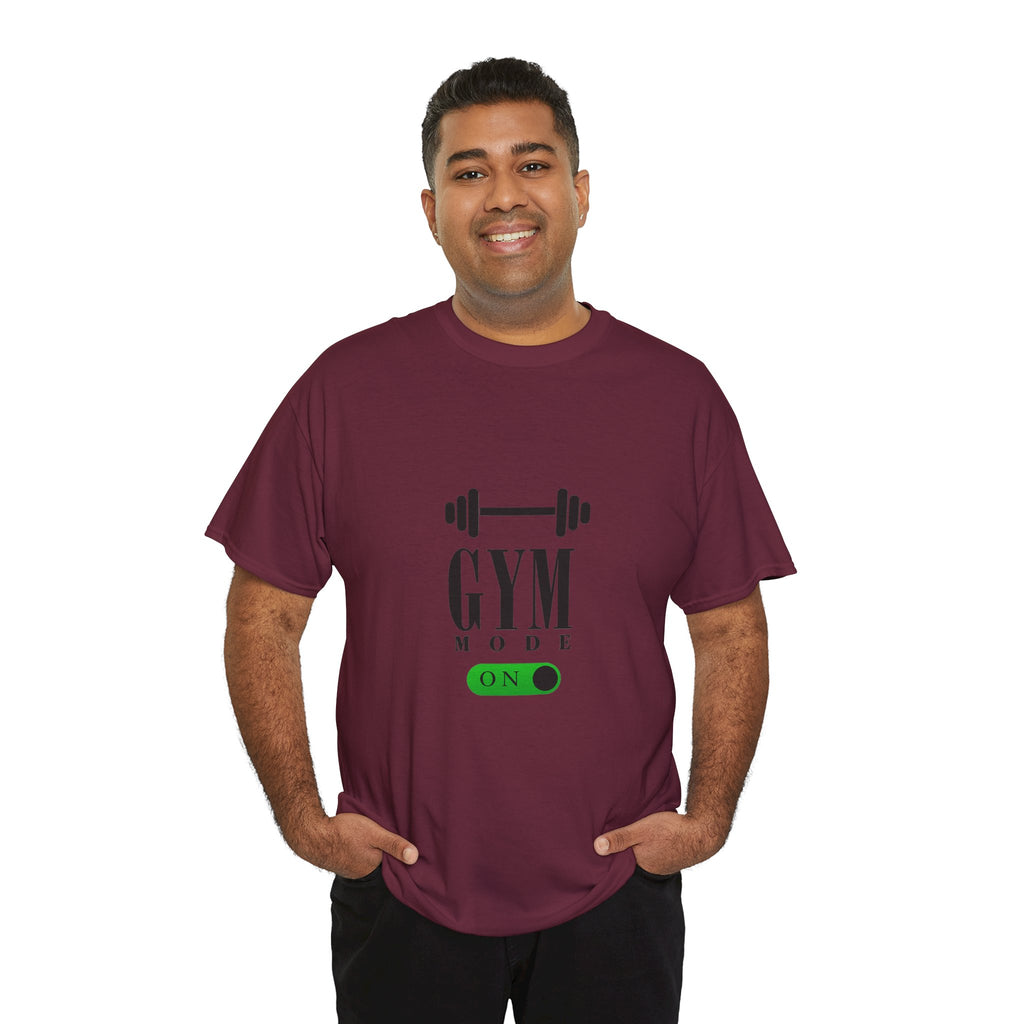 Gym Mode On T-Shirt — Workout Tee with Barbell Graphic