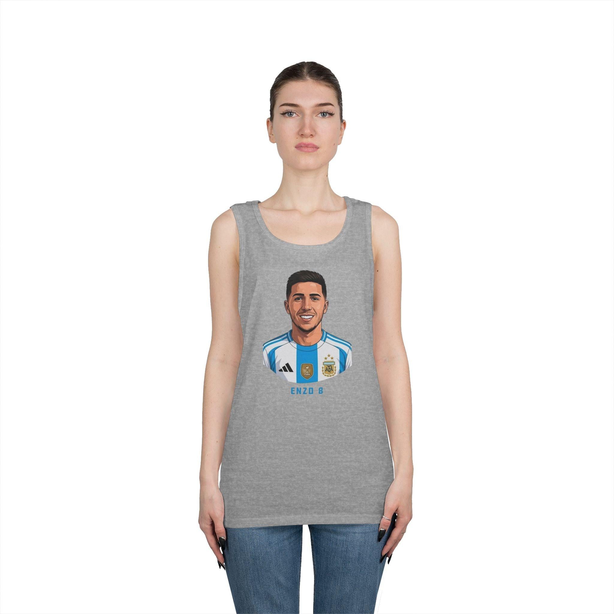 "I am Here to Stay" Argentina Soccer Star Tank Top — Jersey Portrait World Cup 2026.