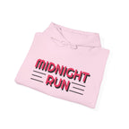 Unisex Midnight Run Hoodie — Retro Palm Beach Graphic Hooded Sweatshirt.