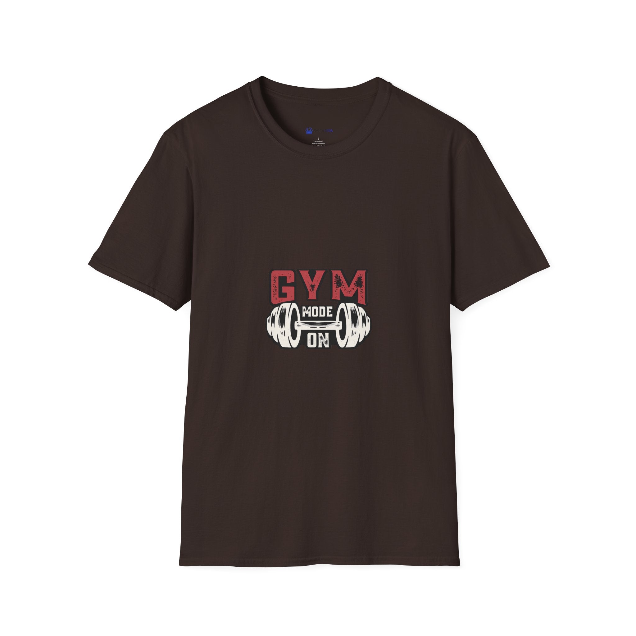 Gym Mode T-Shirt — Fitness Workout Tee with Dumbbell Graphic
