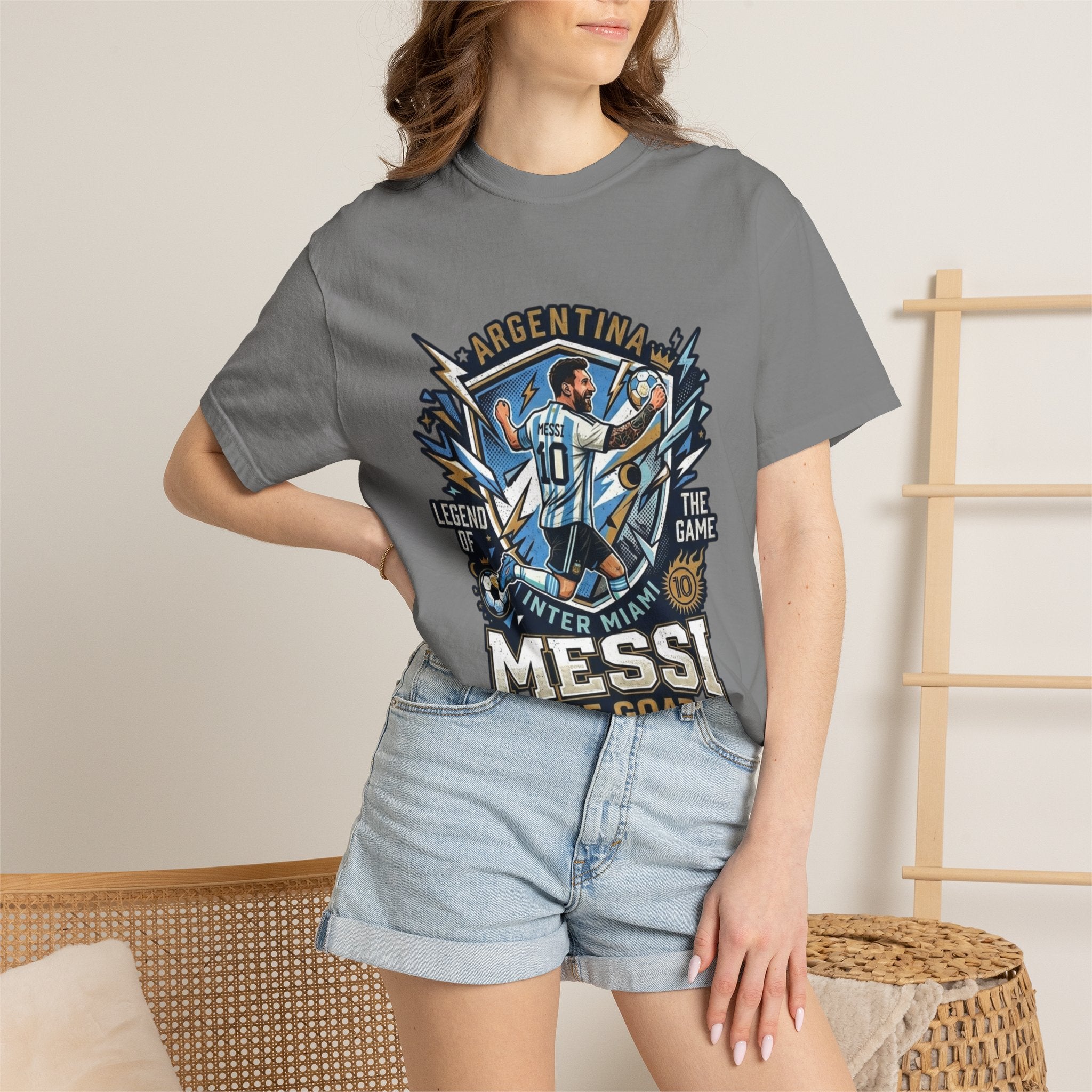 Messi "The GOAT" Soccer T-Shirt - Argentina Fan Version