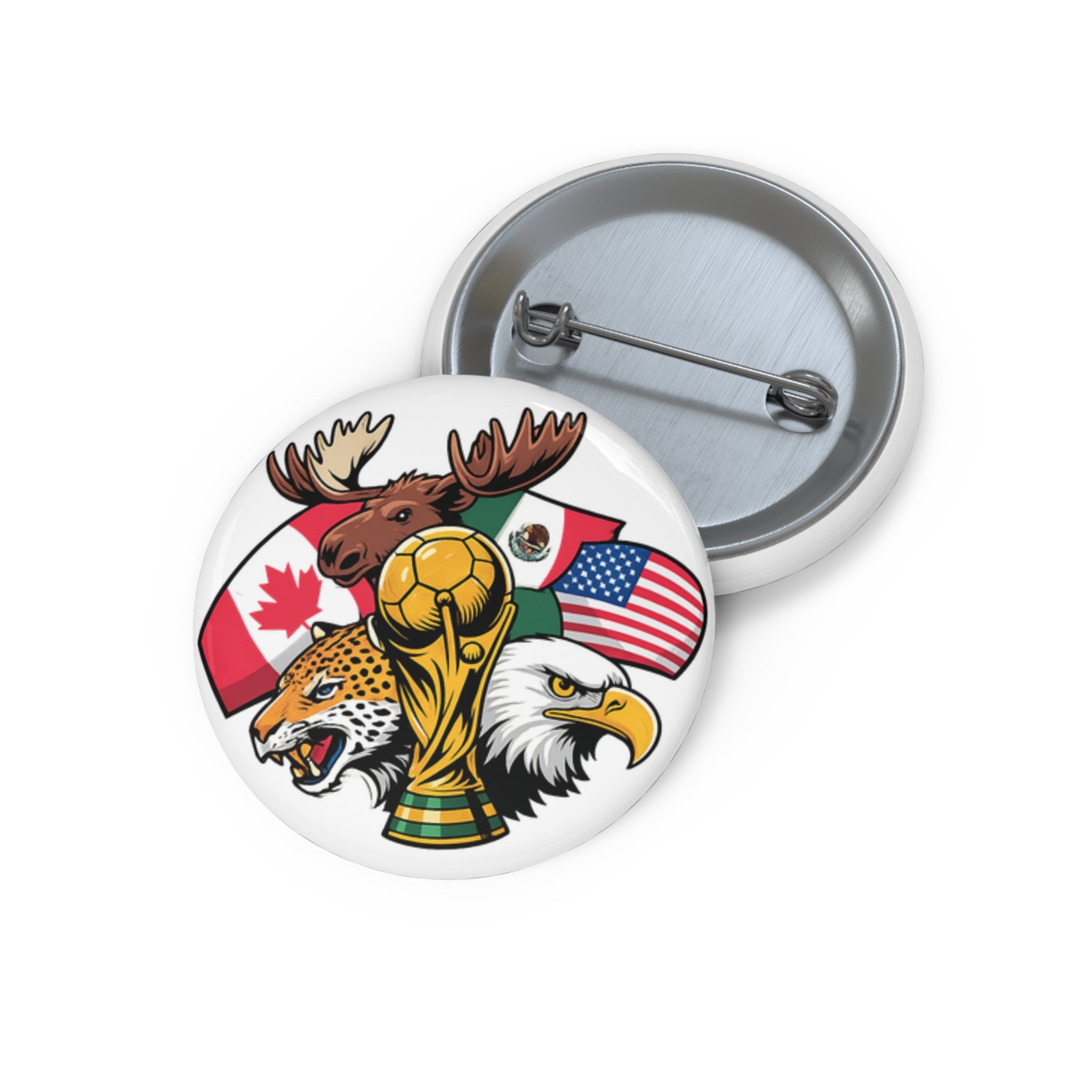 Soccer Fan Pin Button — Canada, Mexico & USA Retro Soccer Badge