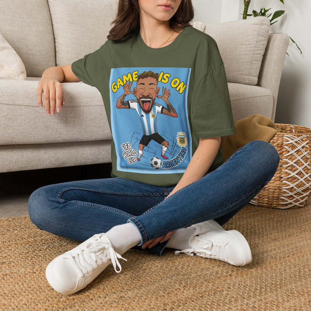 Soccer Fan T-Shirt — "Game Is On" Cartoon Player Graphic