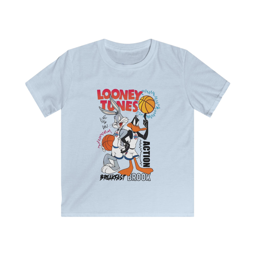 Kids Looney Tunes Basketball Tee — Daffy & Bugs Vintage Action Graphic Shirt.