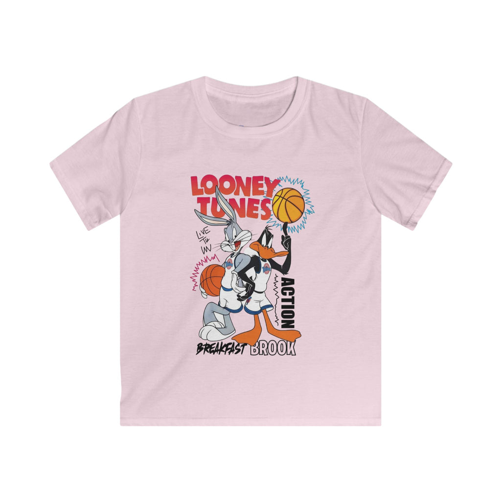 Kids Looney Tunes Basketball Tee — Daffy & Bugs Vintage Action Graphic Shirt.