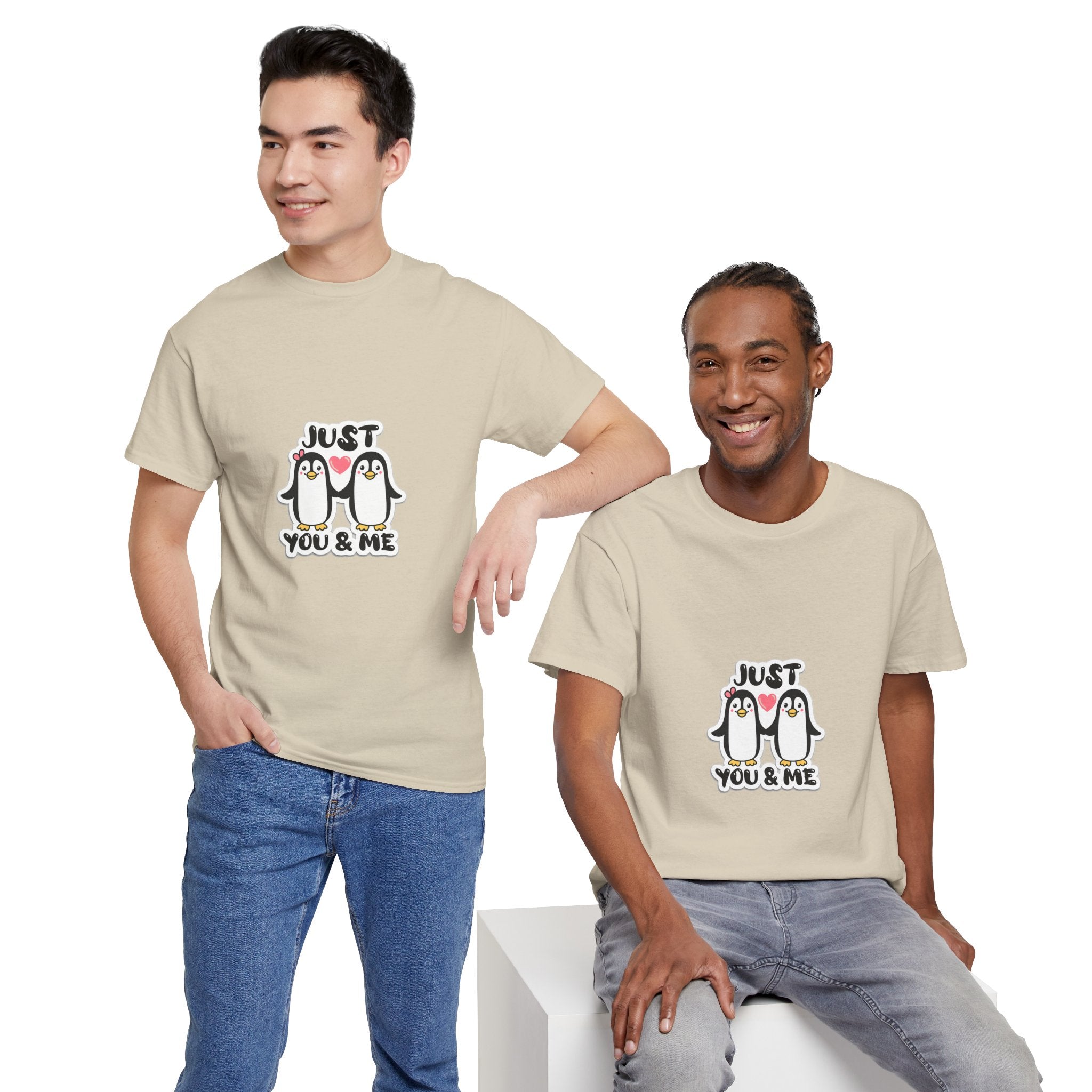 Just You & Me Penguin Tee — Cute Couples Graphic T-Shirt