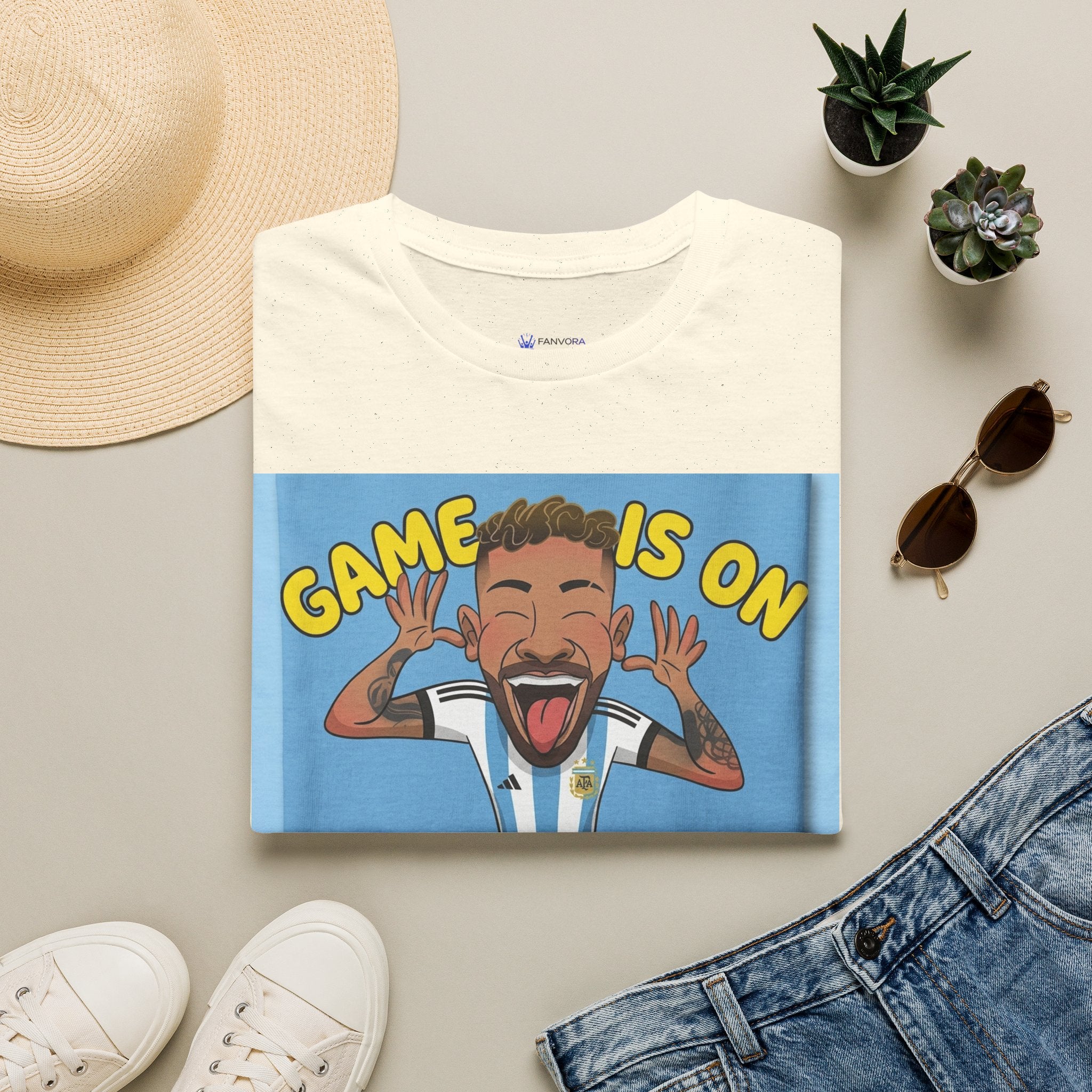 Soccer Fan T-Shirt — "Game Is On" Cartoon Player Graphic