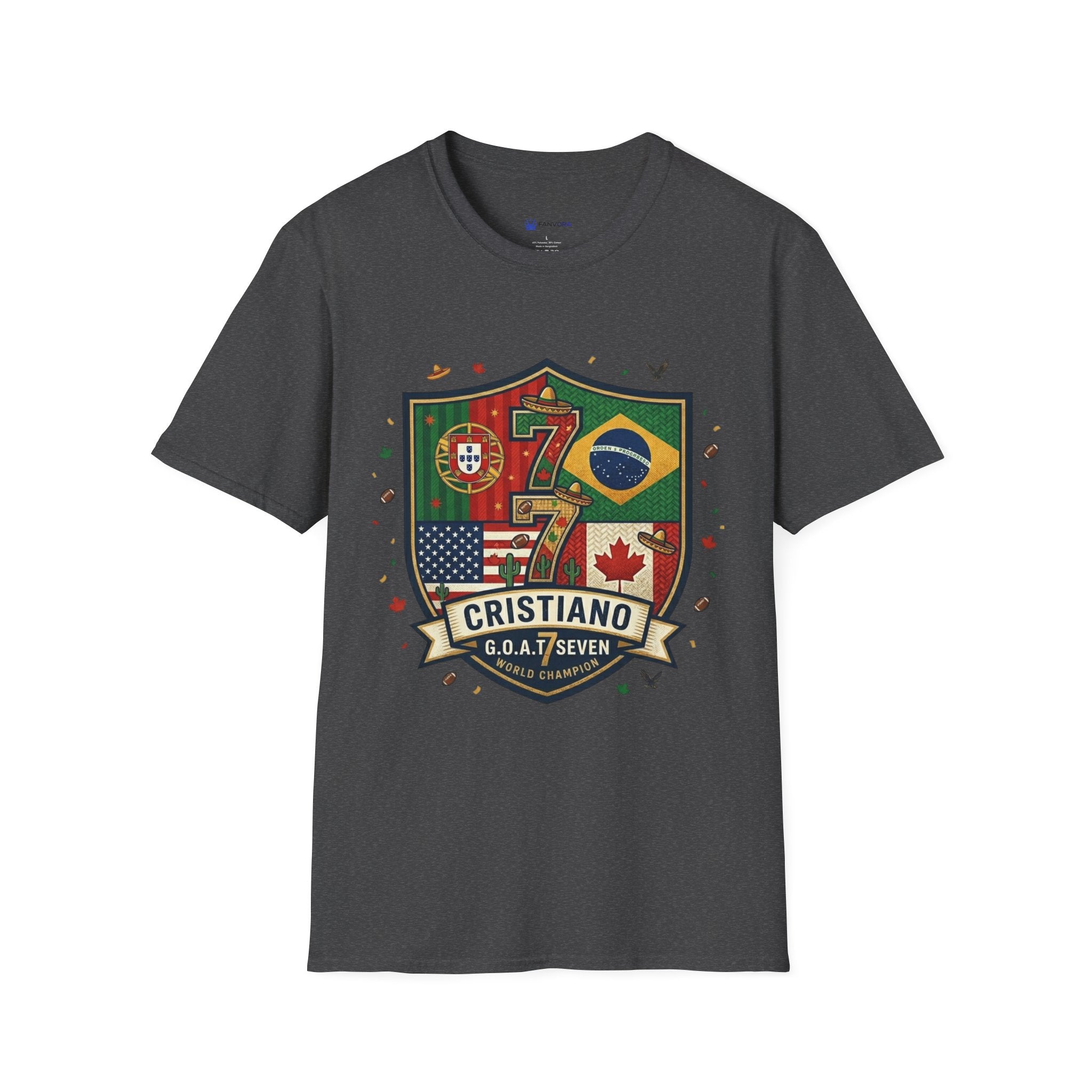 Unisex Portugal GOAT #7 Footballer T-Shirt - G.O.A.T. Badge - World Cup 2026 Fan Version