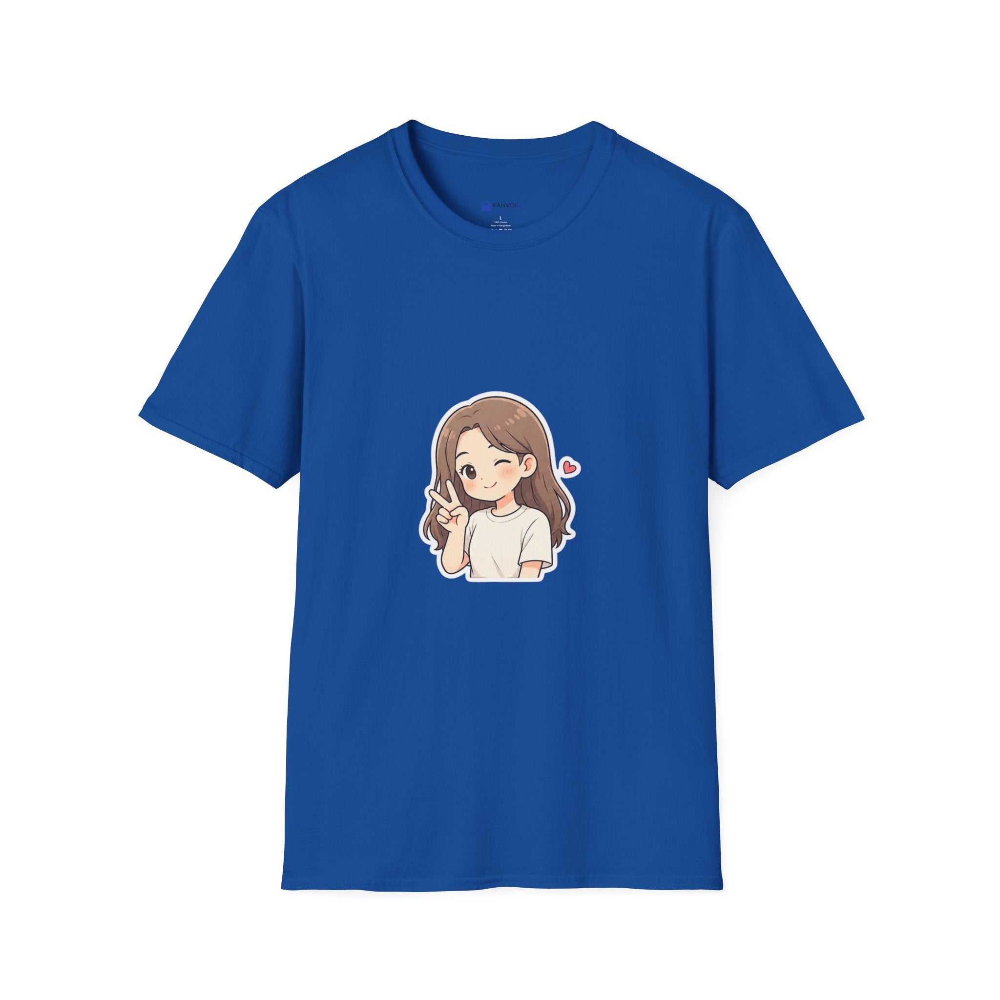 Cute Winking Girl Graphic T-Shirt – Kawaii Heart Tee