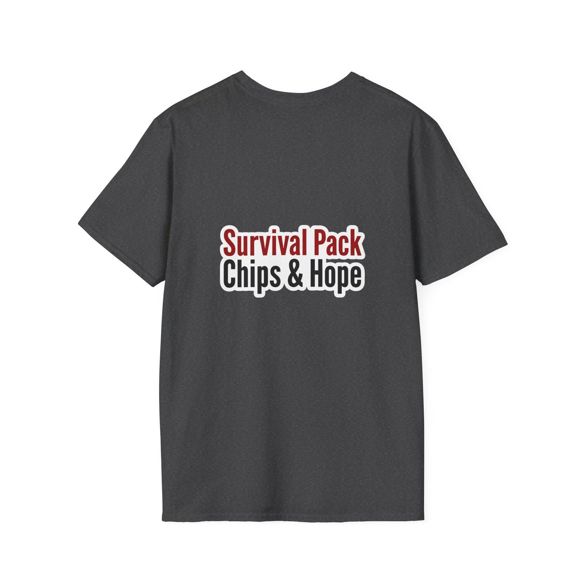 Unisex - Legends Unite Fans’ Choice World Cup T-Shirt — “Survival Pack: Chips & Hope”.