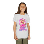 Youth Tee — "Barbie Happy Birthday" Pink Birthday Graphic Shirt