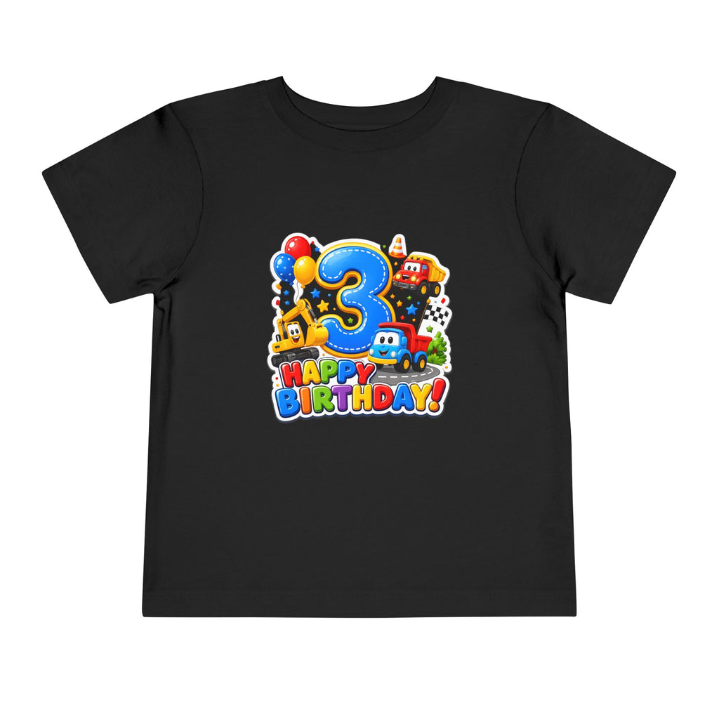 Toddler Birthday Tee — "3" Race Car Happy Birthday Shirt