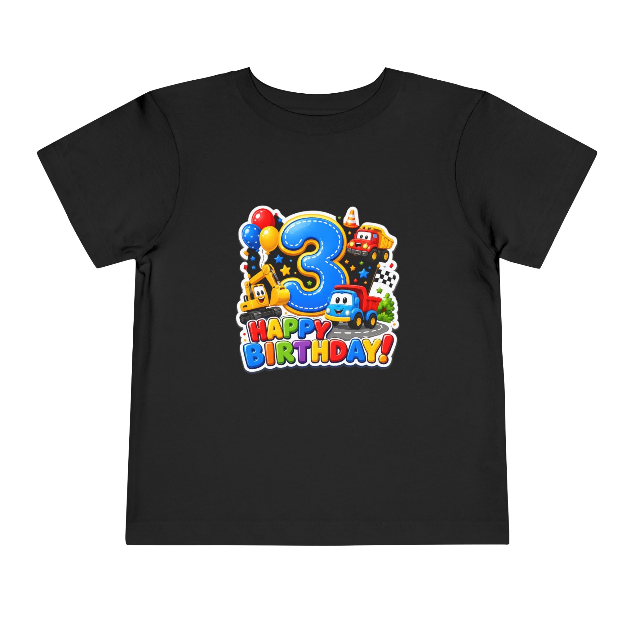 Toddler Birthday Tee — "3" Race Car Happy Birthday Shirt