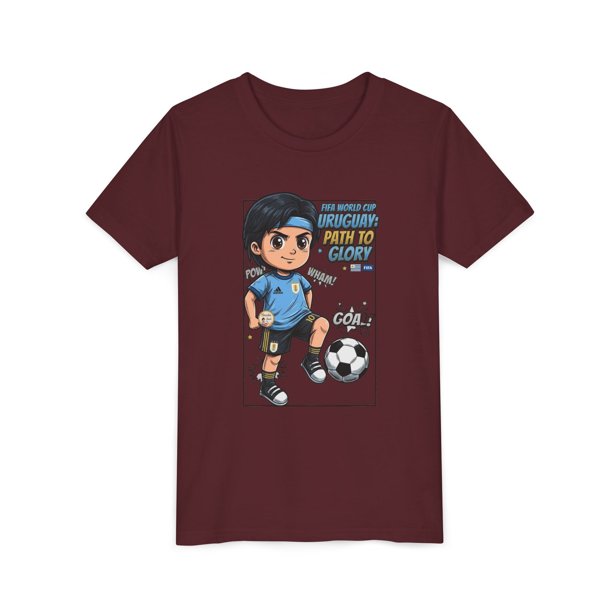 Youth Soccer Tee – Cute Cartoon Player "Ready to Score" Kids Jersey