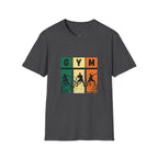 Gym Retro Blocks T‑Shirt — Vintage Fitness Silhouette Tee
