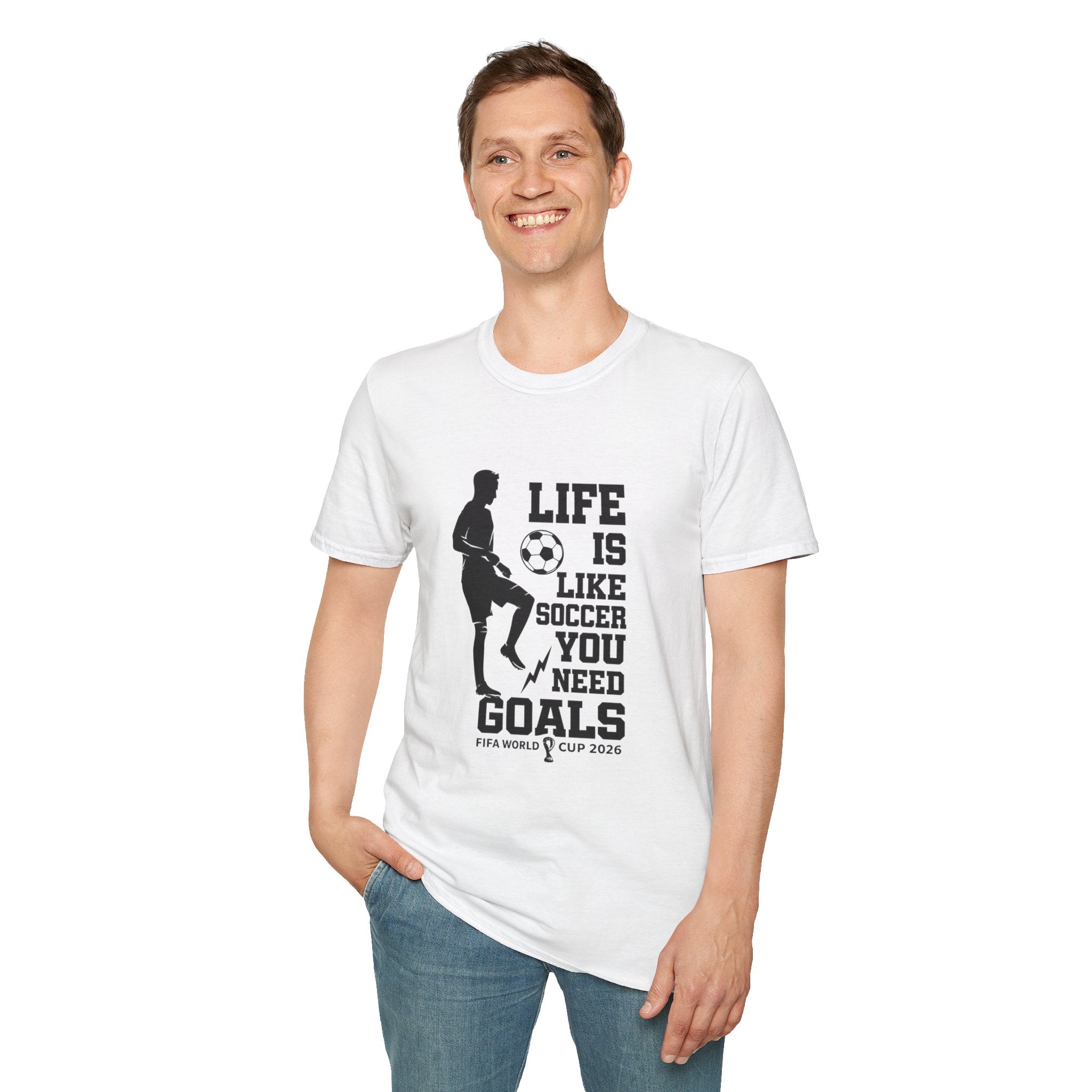 Soccer T-Shirt — "Life Is Like Soccer, You Need Goals" Athletic Tee