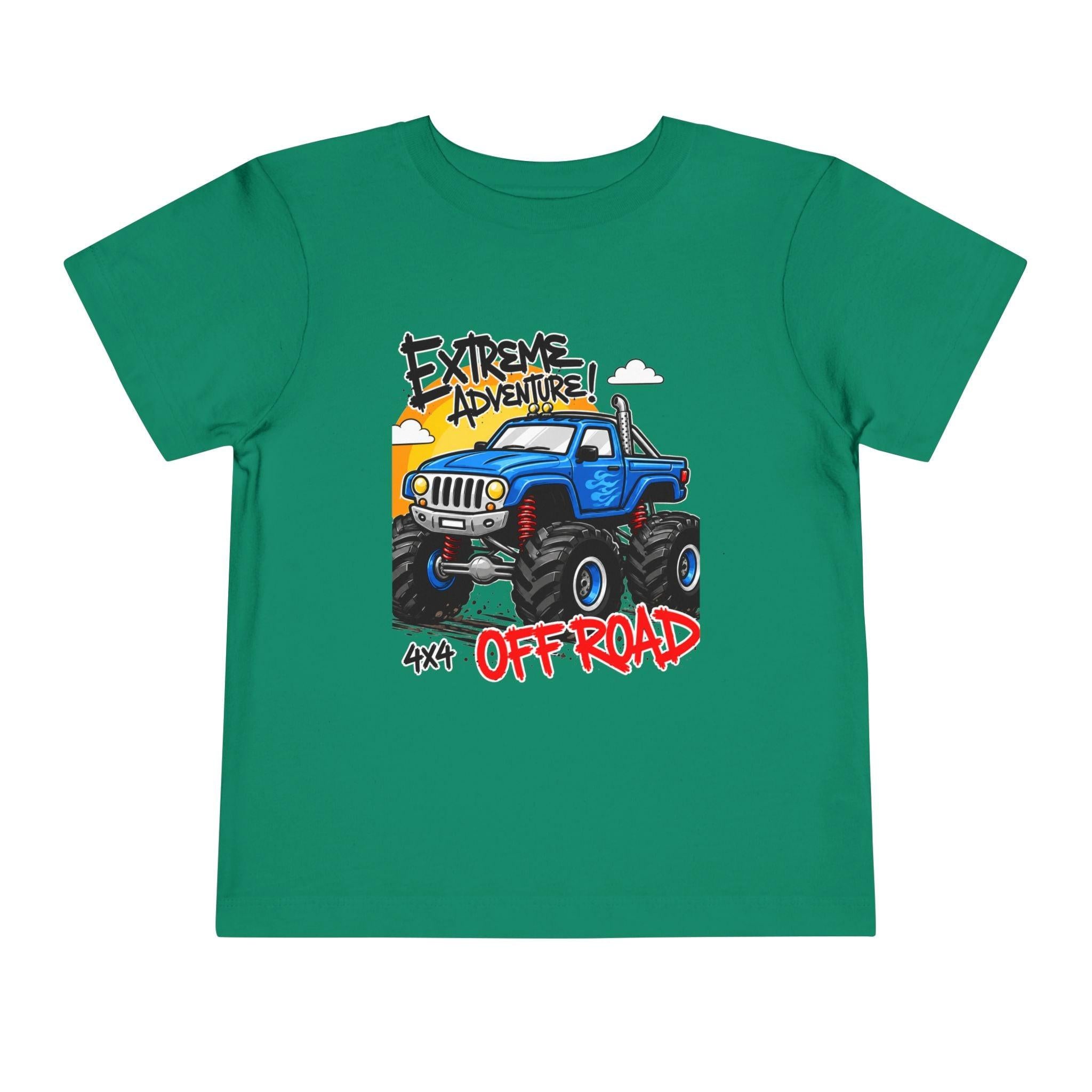 Toddler Tee - "Extreme Adventure 4x4 Off Road" Blue Monster Truck.