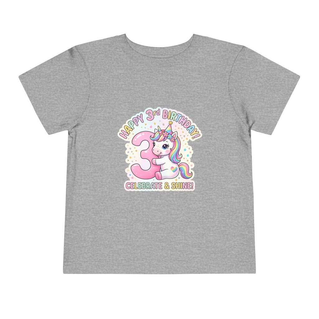 Toddler Unicorn 3rd Birthday Tee — "Happy 3rd Birthday!" Celebrate & Sparkle