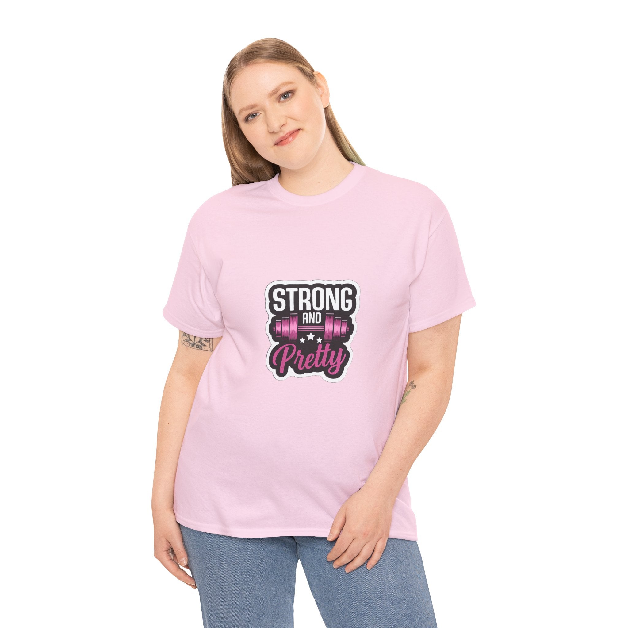 Strong and Pretty Tee — 'Strong and Pretty' Fitness Graphic T-Shirt
