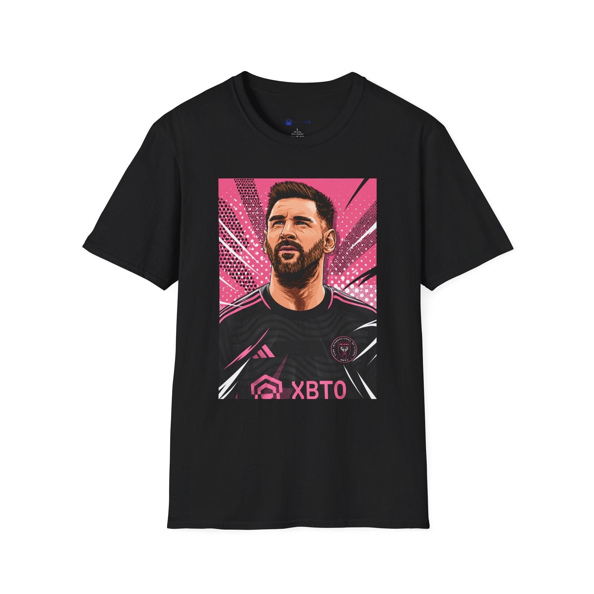 Soccer Star Graphic T‑Shirt — Retro Pink Icon Portrait.