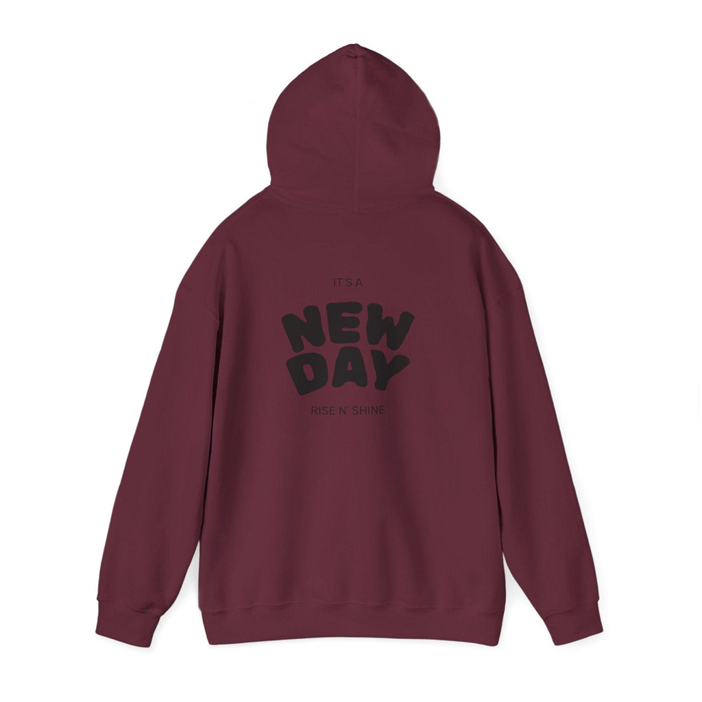 New Day Hoodie — "I'm Happy" Minimal Positive Graphic Sweatshirt.