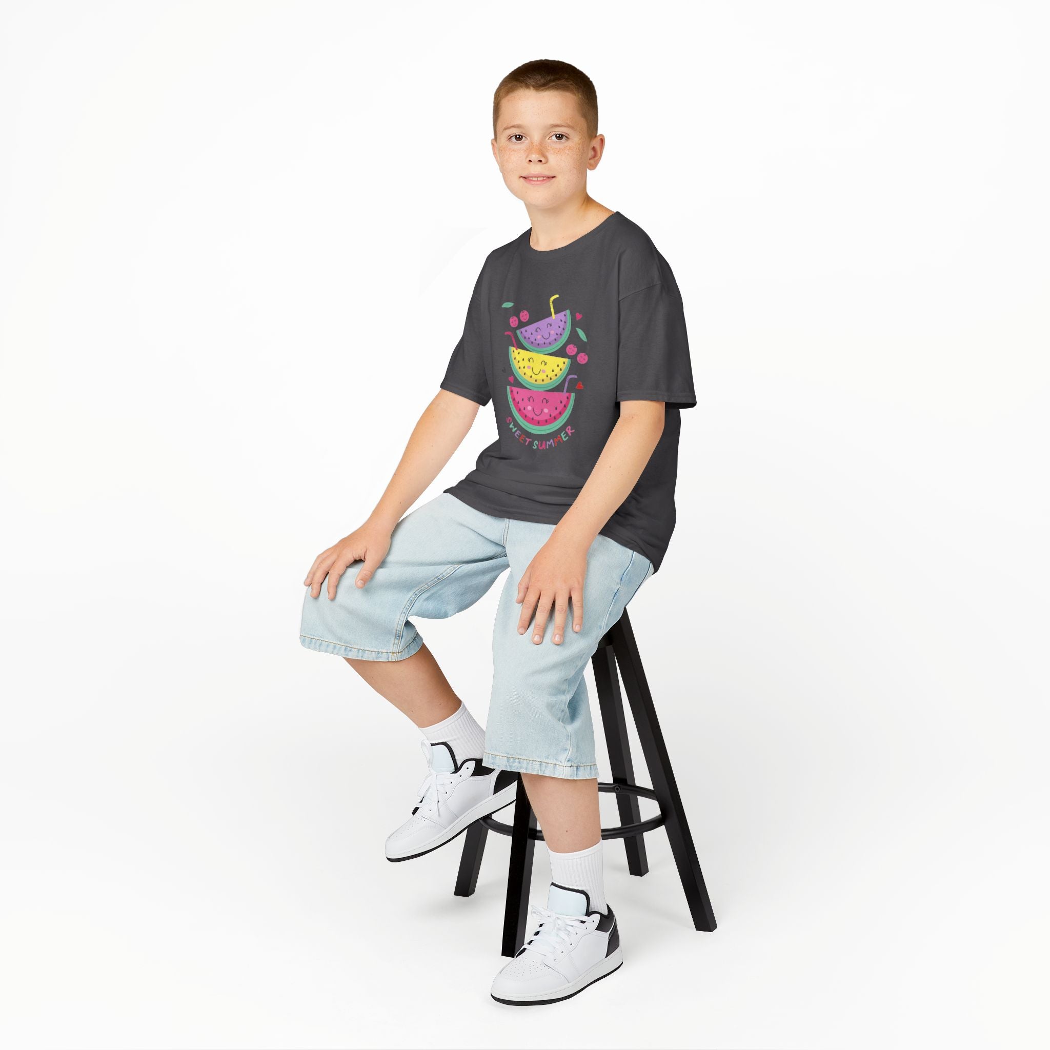 Kids T-Shirt — Cute Stacked Watermelon Illustration with "Sweet Things" Text