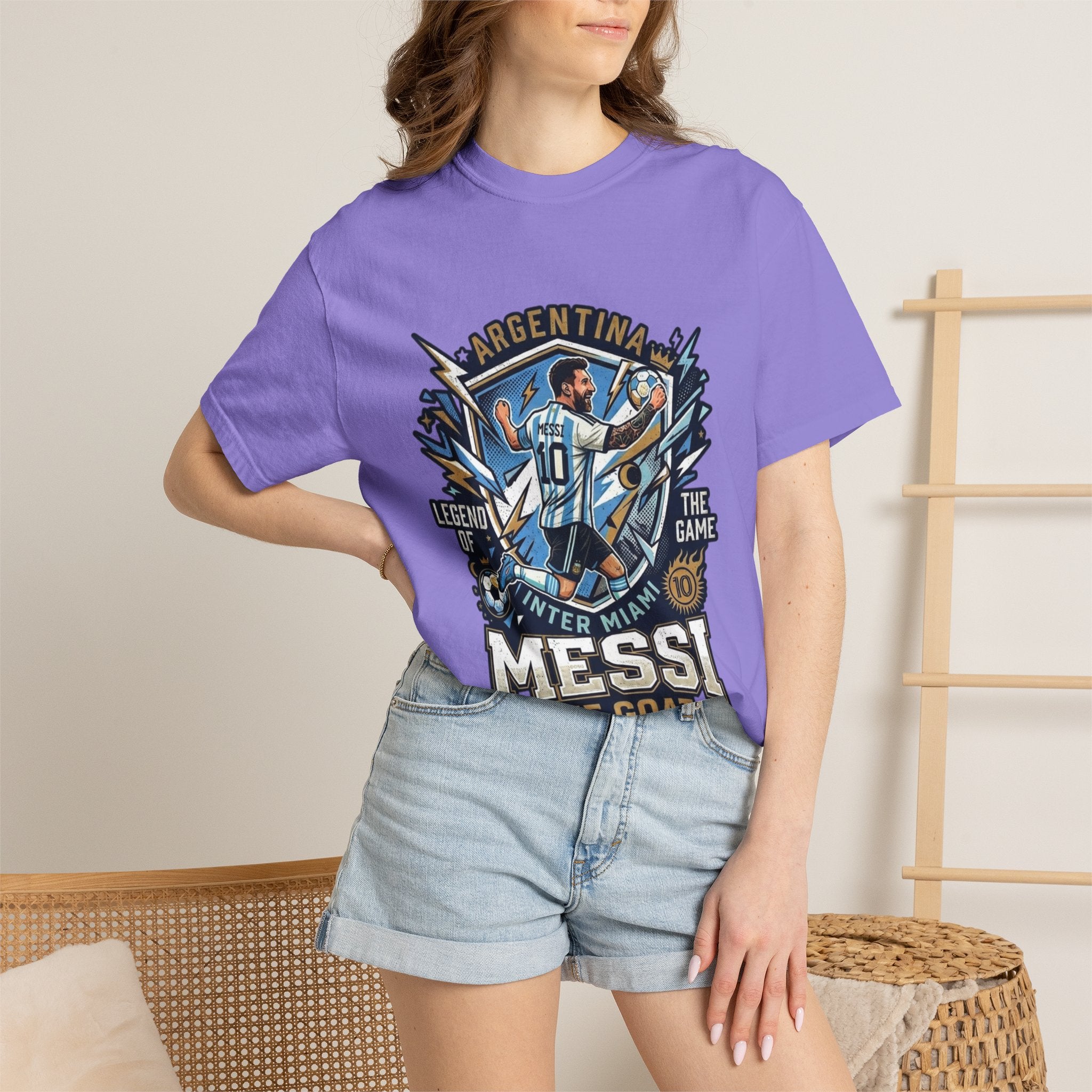 Messi "The GOAT" Soccer T-Shirt - Argentina Fan Version