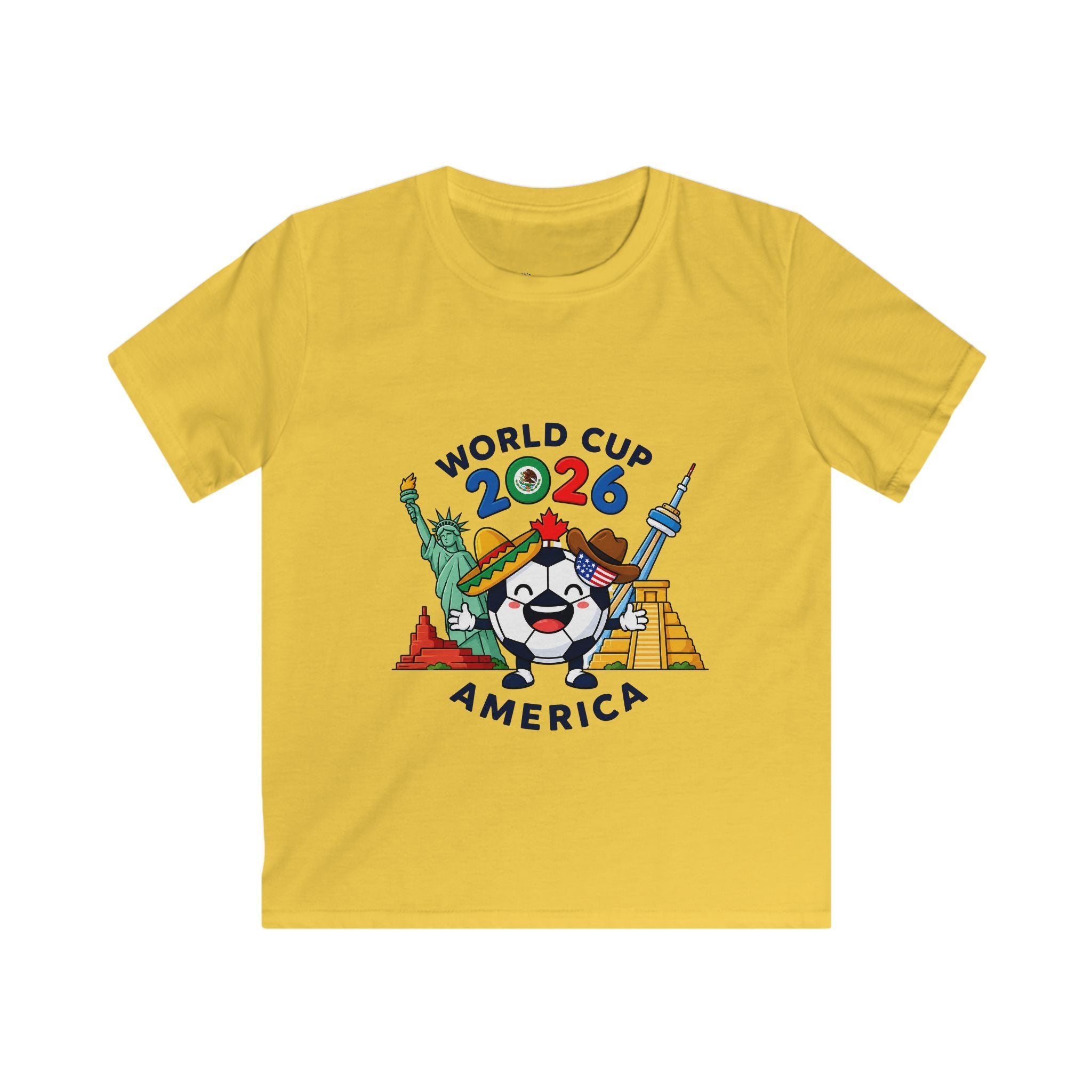Kids Tee -  America Soccer Mascot & Landmarks