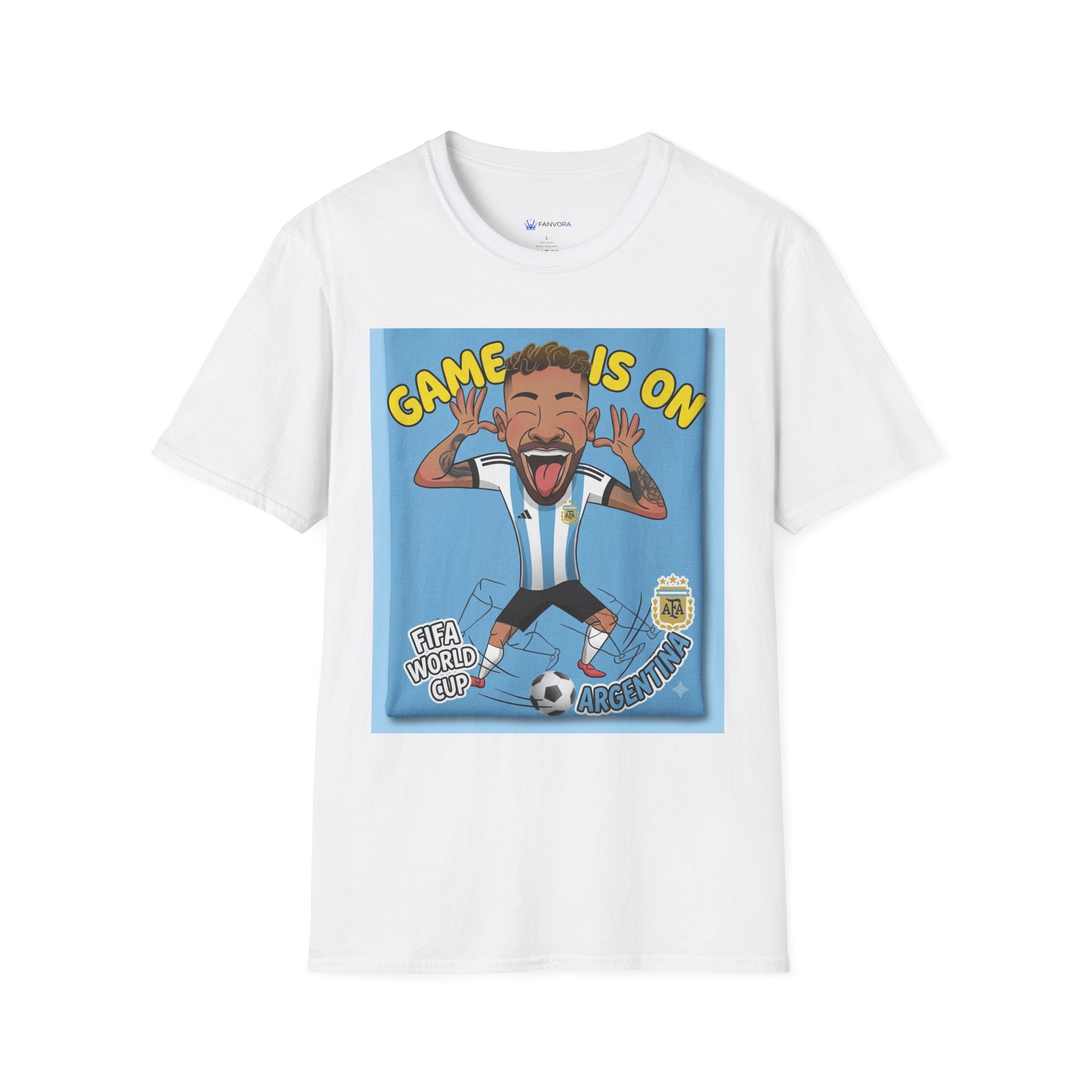 Soccer Fan T-Shirt — "Game Is On" Cartoon Player Graphic