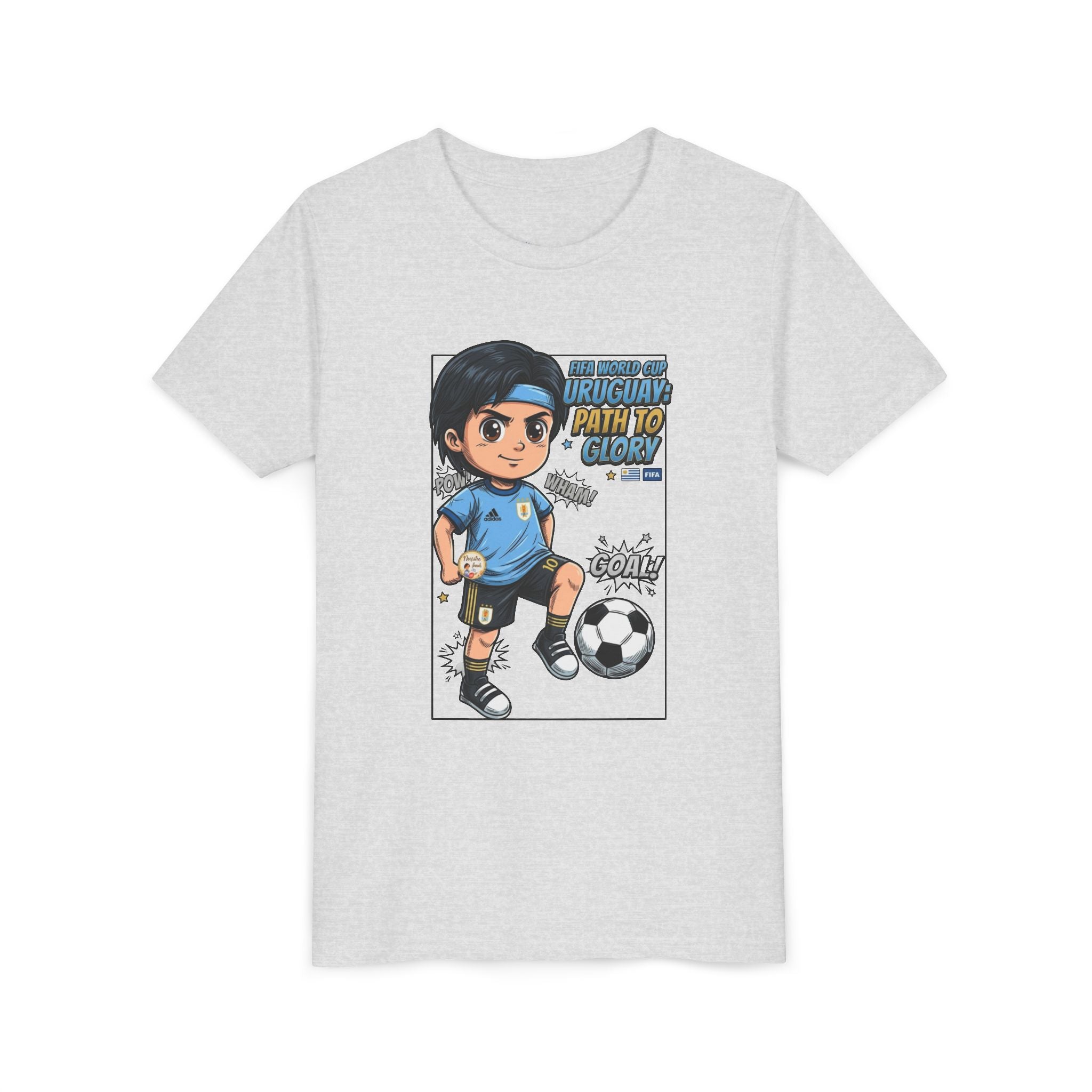 Youth Soccer Tee – Cute Cartoon Player "Ready to Score" Kids Jersey