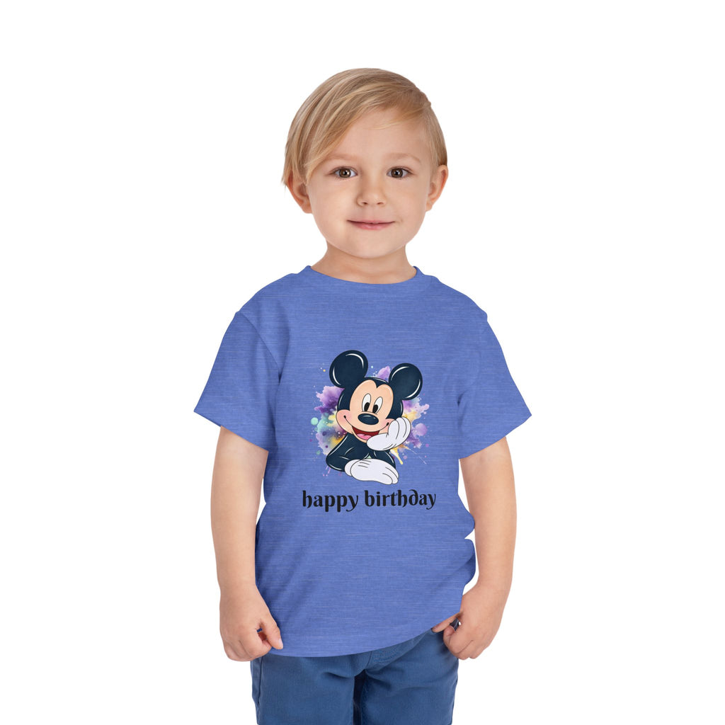 Toddler Tee — Cute Mickey "happy birthday" Birthday Shirt for Kids