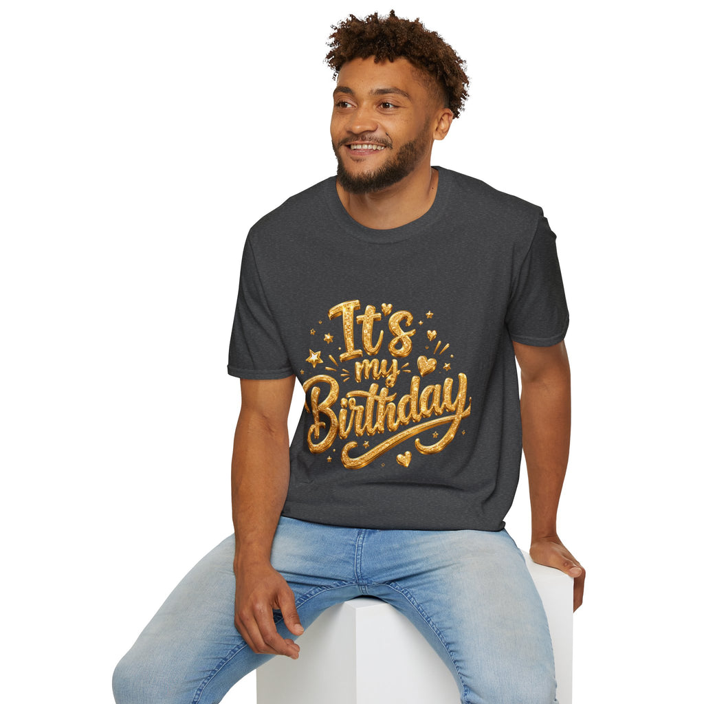 Birthday T-Shirt — "It's My Birthday" Gold Glitter Script Party Tee