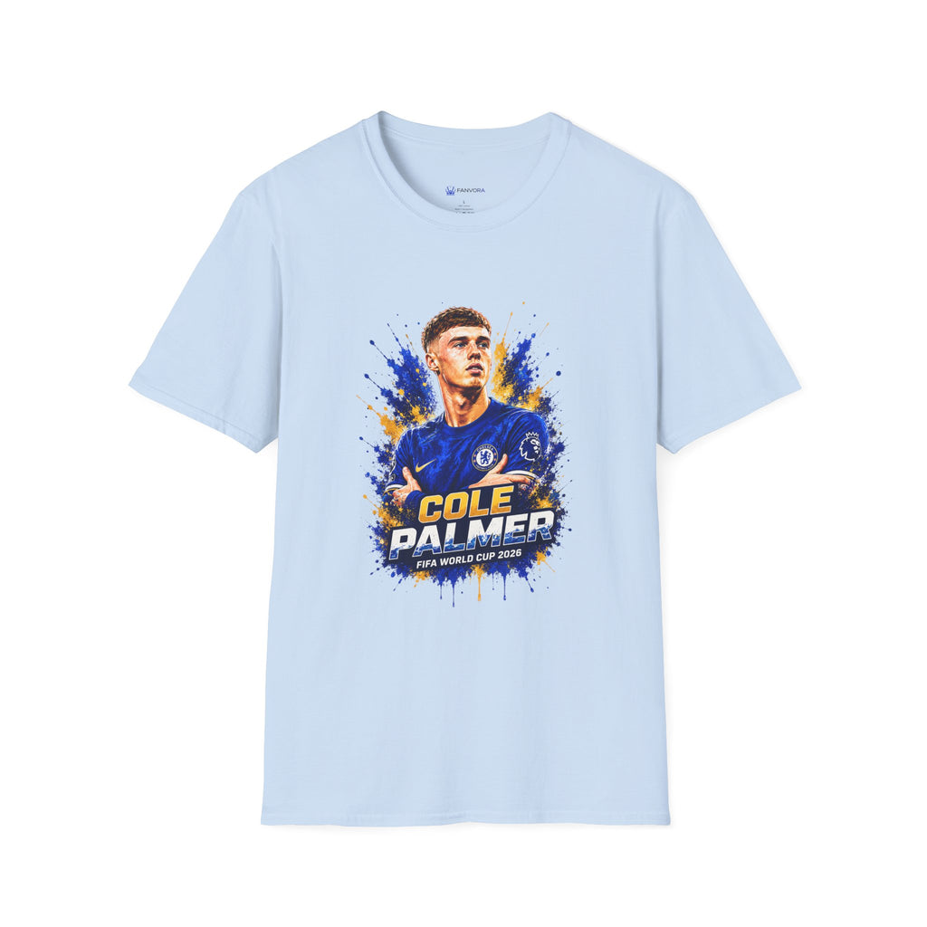 Soccer Player Graphic T-Shirt — 'England Legend' Blue Splash Design