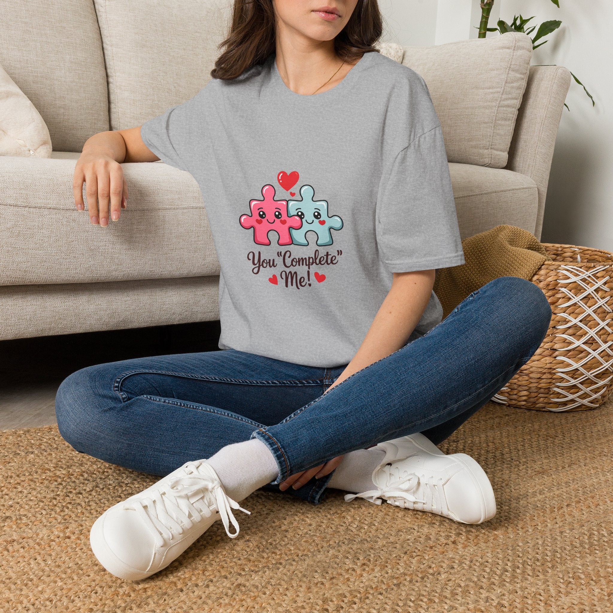 Puzzle Piece Couple T-Shirt — "You Complete Me" Cute Romantic Tee