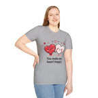 Cute Couples Heart T-Shirt — "You Make My Heart Happy" Valentine's Tee