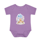 Baby Bodysuit - Blue Teddy Bear with Balloons "Happy Birthday" Infant Onesie
