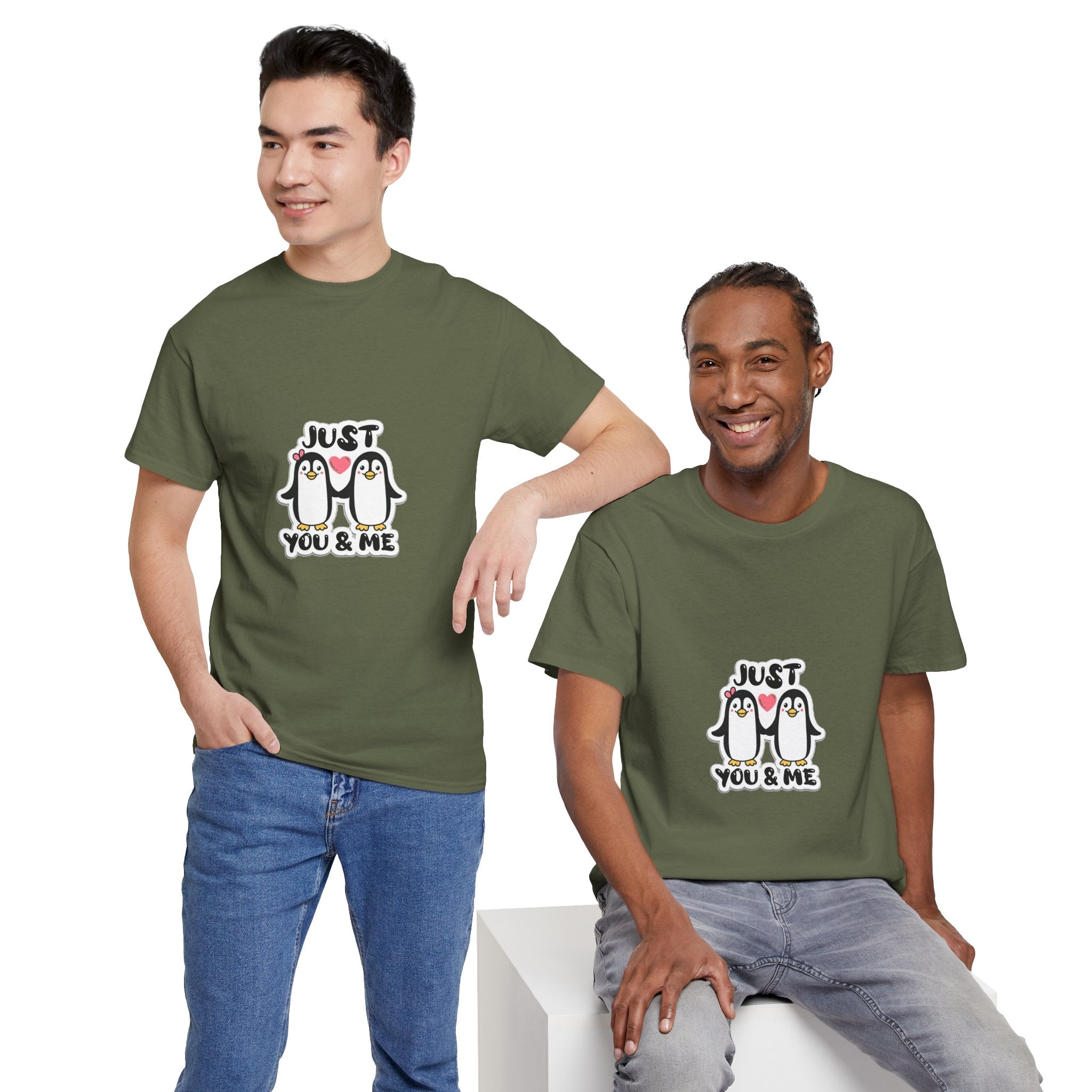 Just You & Me Penguin Tee — Cute Couples Graphic T-Shirt