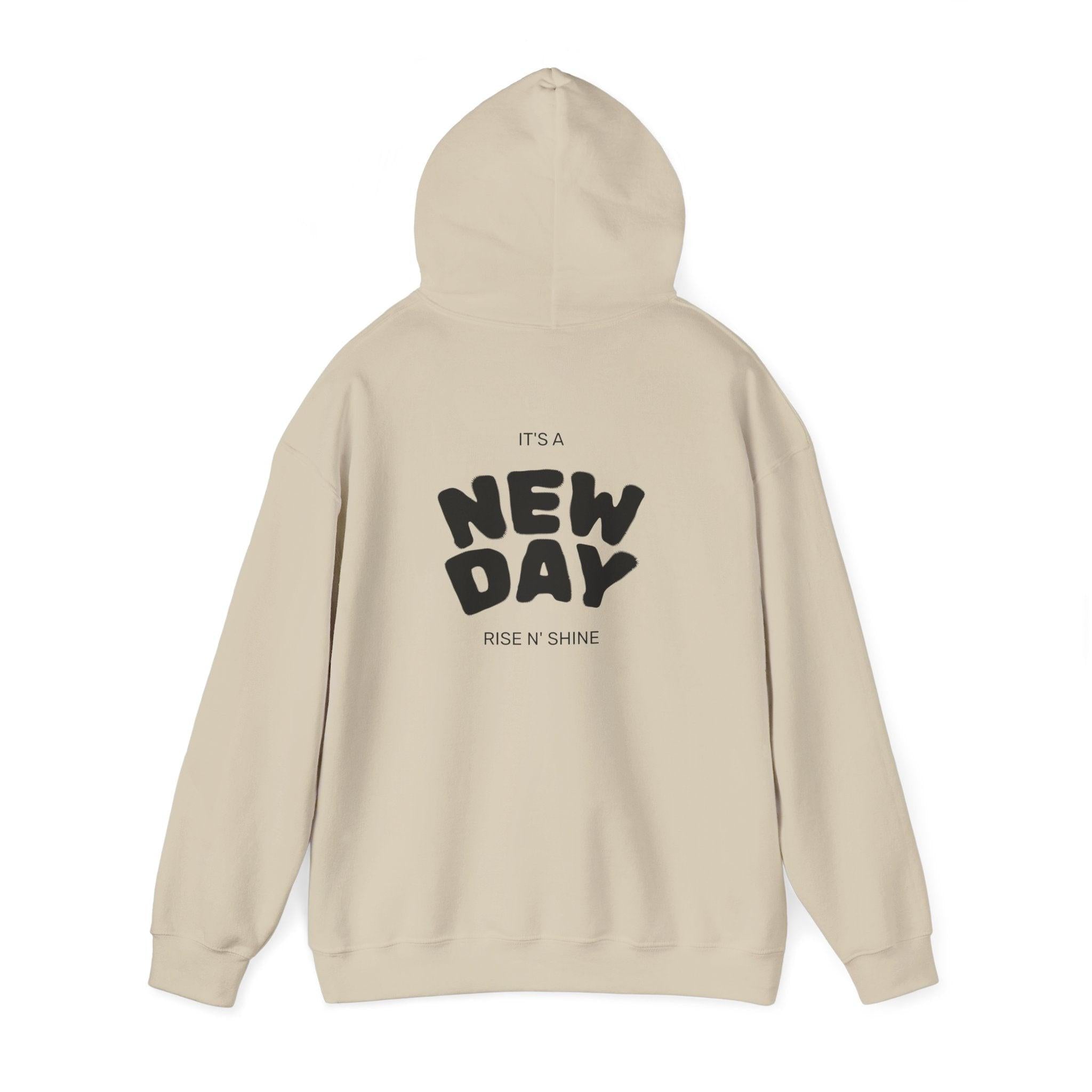 New Day Hoodie — "I'm Happy" Minimal Positive Graphic Sweatshirt.