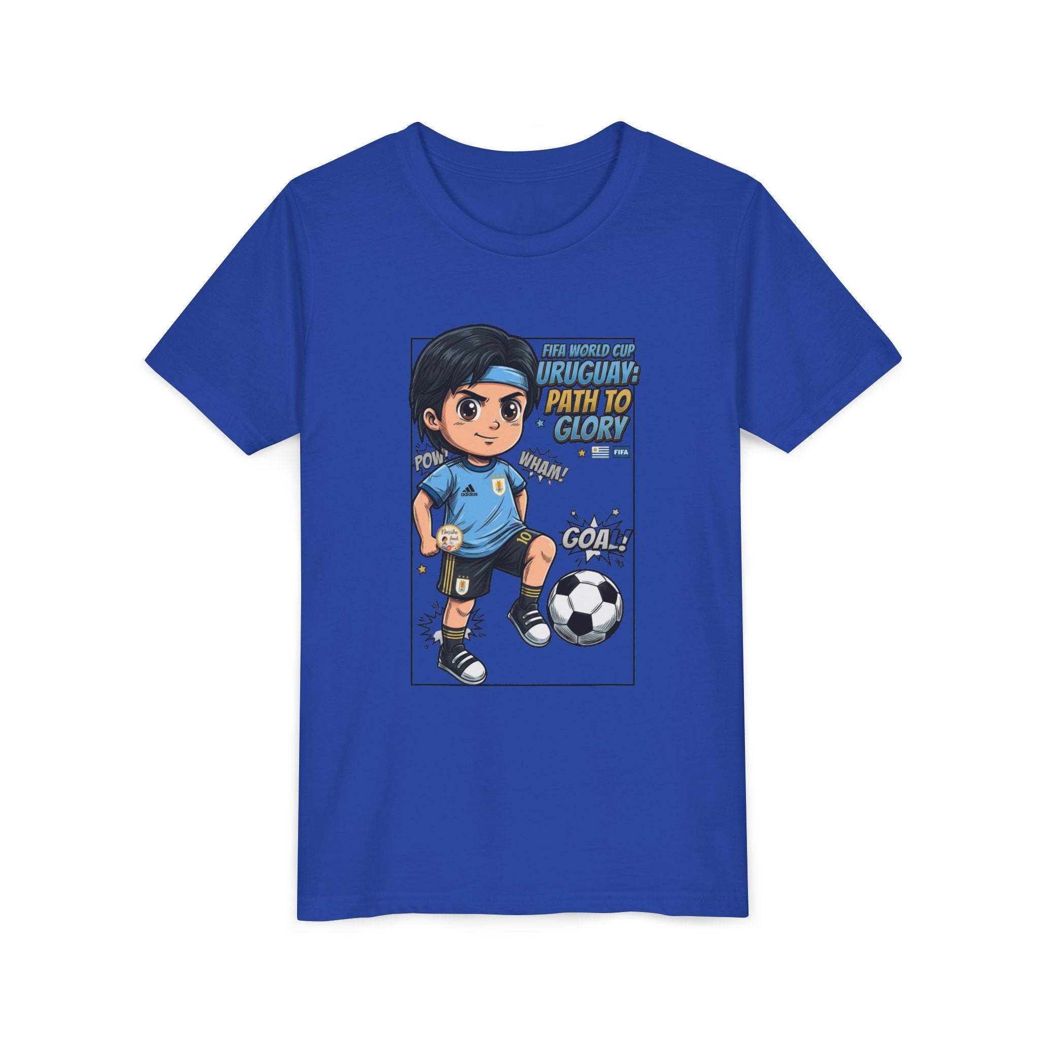Youth Soccer Tee – Cute Cartoon Player "Ready to Score" Kids Jersey