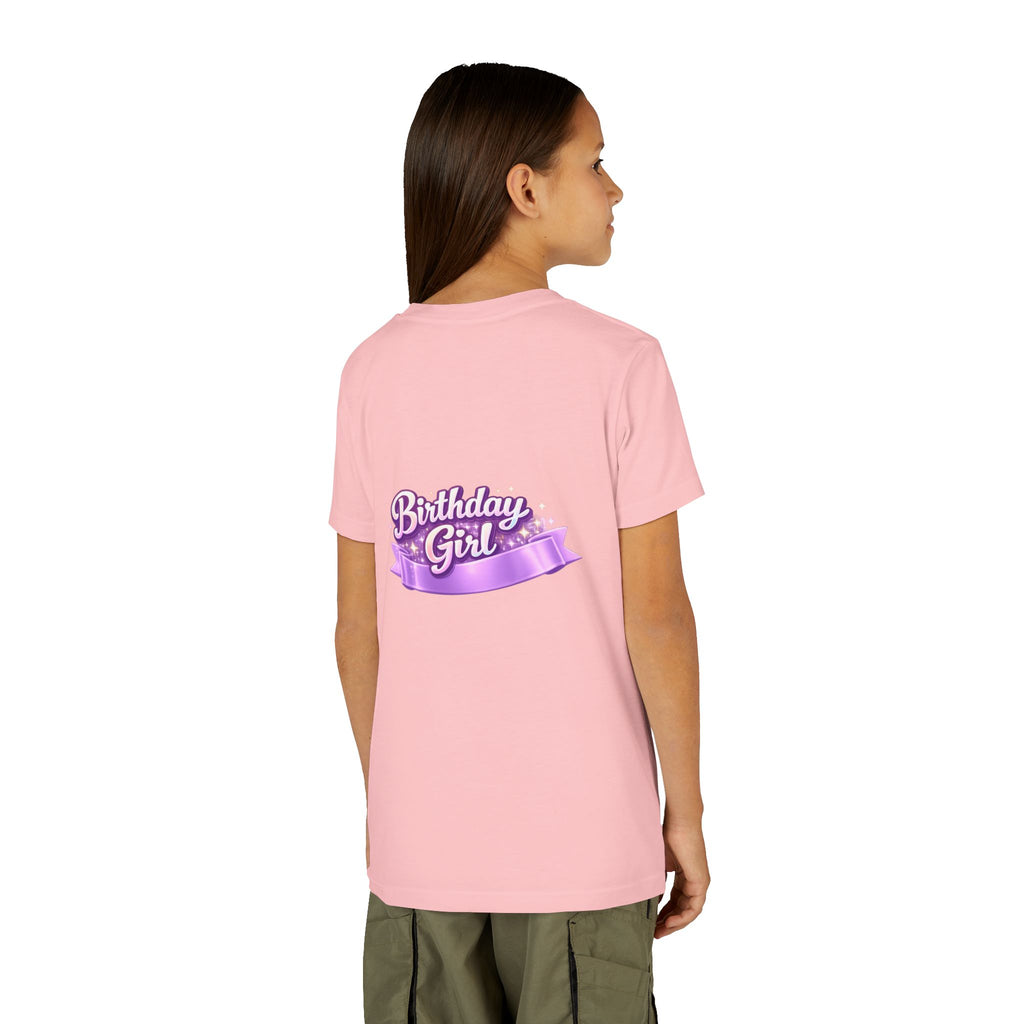 Girls' 5th Birthday Tee - 'Happy Birthday' Glitter Stars Design