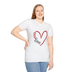 T-Shirt — Love Heart Design with Script 'love' | Romantic Valentine's Tee