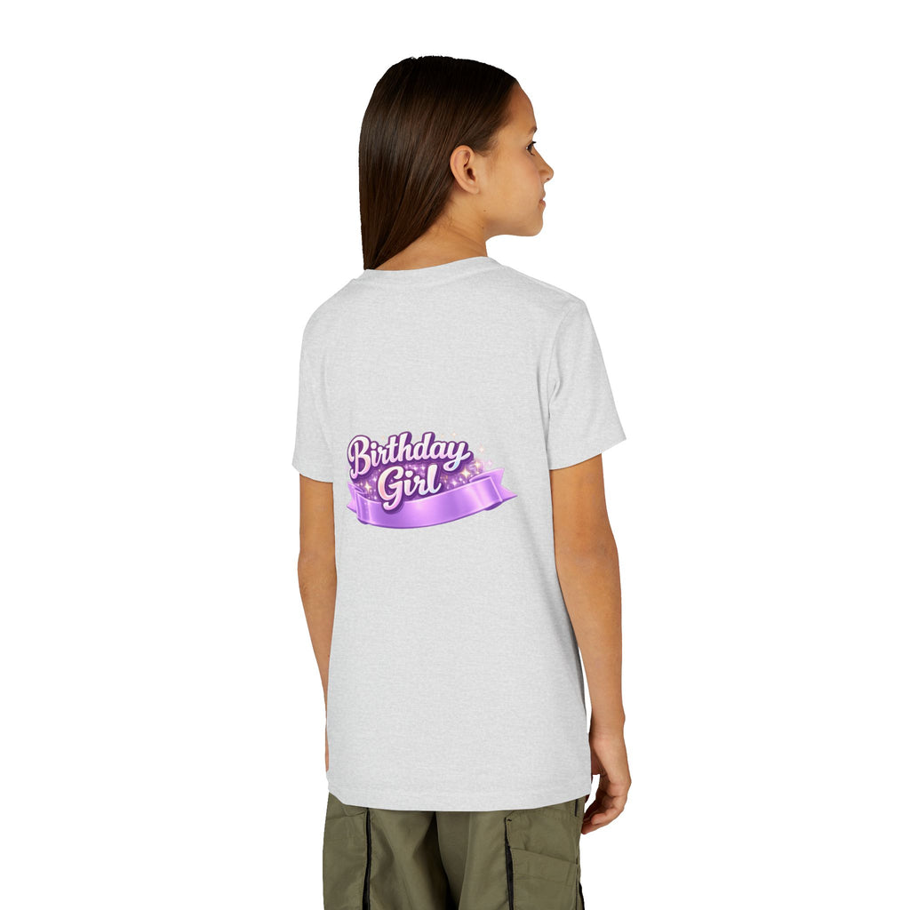 Girls' 5th Birthday Tee - 'Happy Birthday' Glitter Stars Design