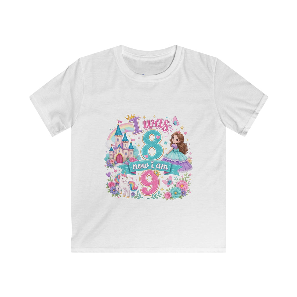 Girls' Princess 8th Birthday T-Shirt — "This Is How I Turn 8" Floral Castle Tee