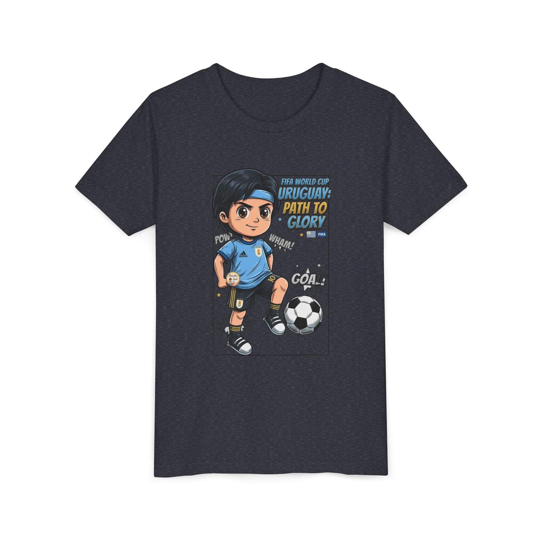 Youth Soccer Tee – Cute Cartoon Player "Ready to Score" Kids Jersey