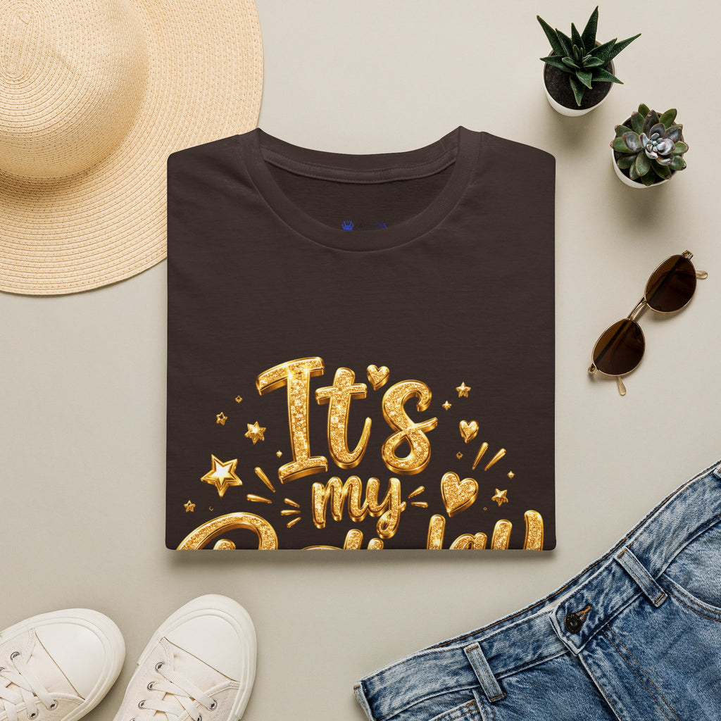 Birthday T-Shirt — "It's My Birthday" Gold Glitter Script Party Tee