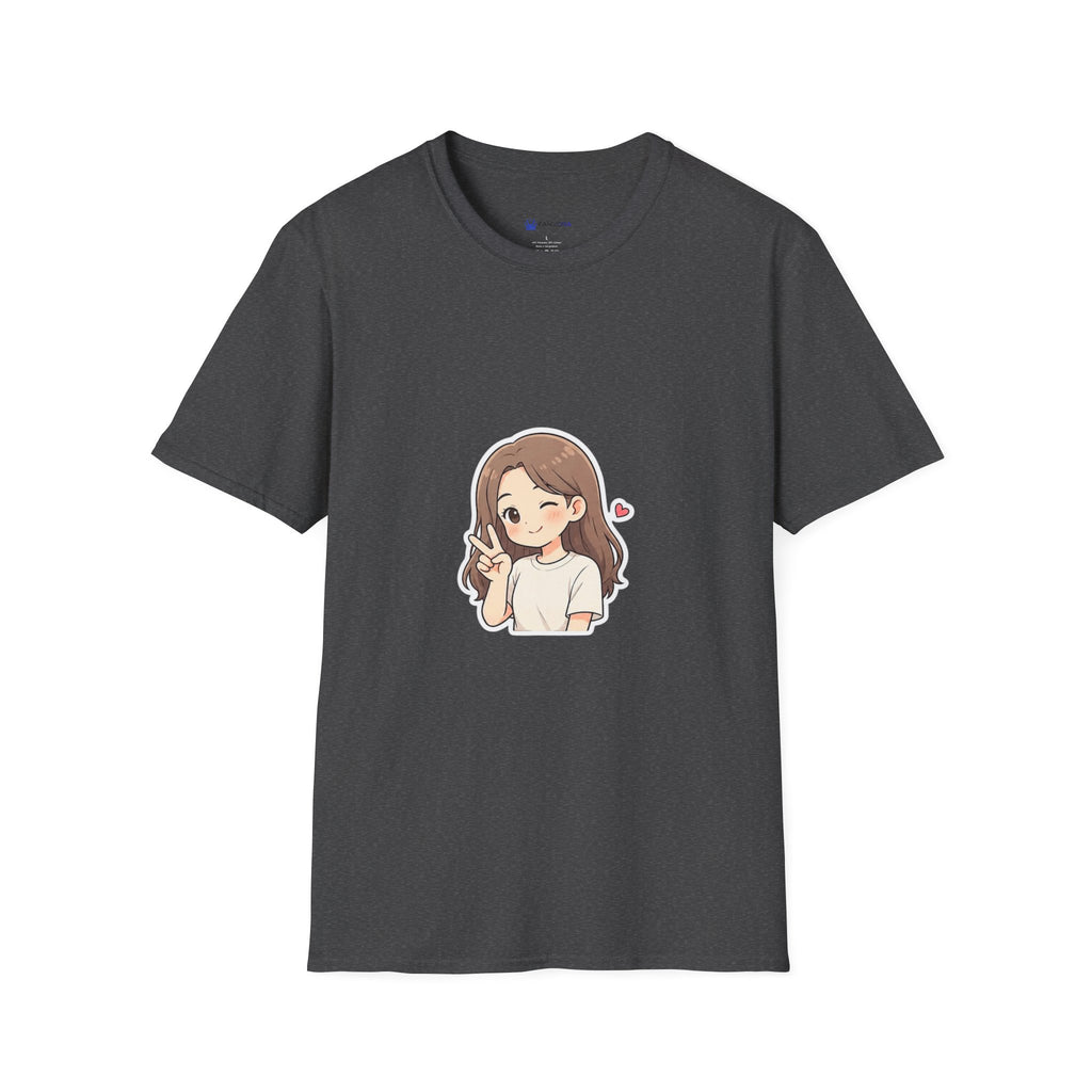 Cute Winking Girl Graphic T-Shirt – Kawaii Heart Tee