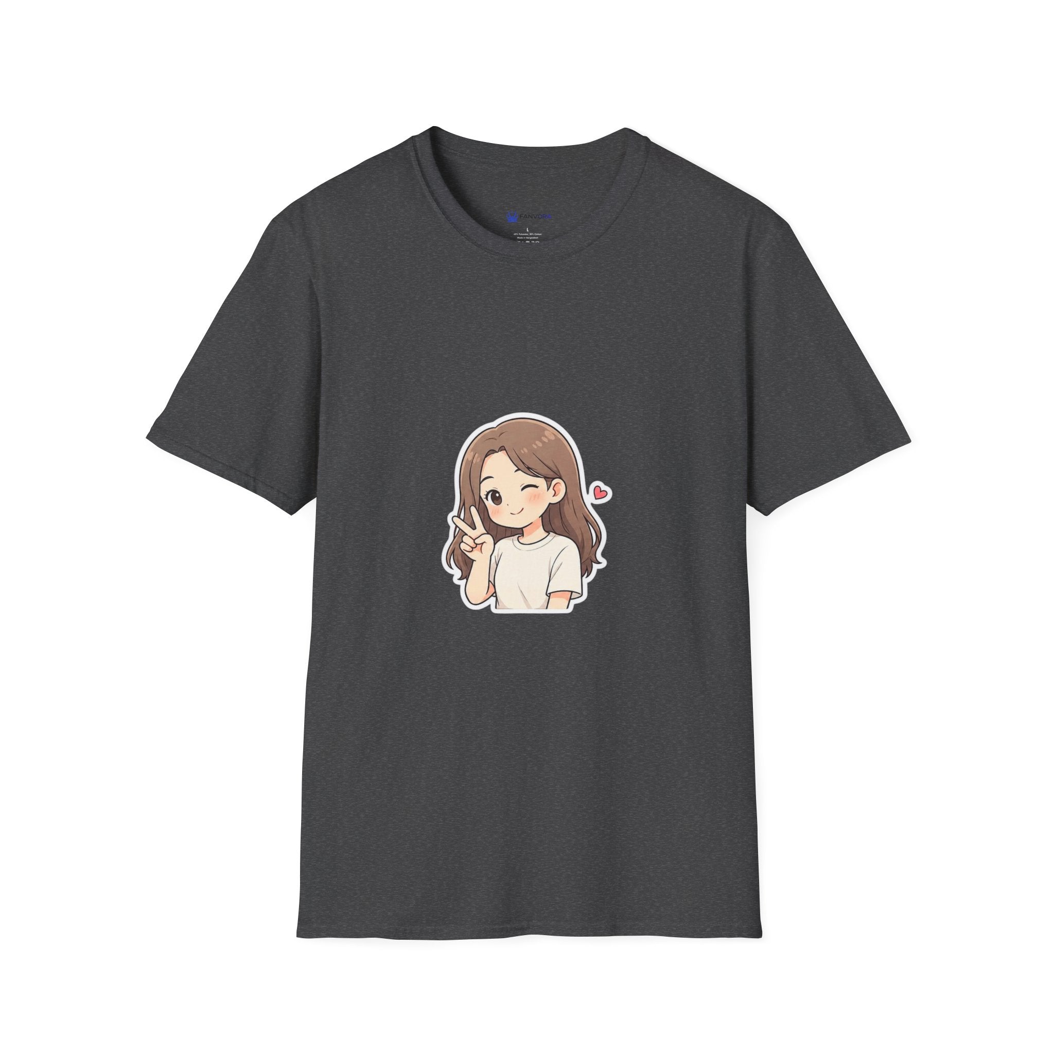 Cute Winking Girl Graphic T-Shirt – Kawaii Heart Tee