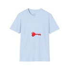 Heart Key T-Shirt — Minimal Red Key Heart Graphic Tee