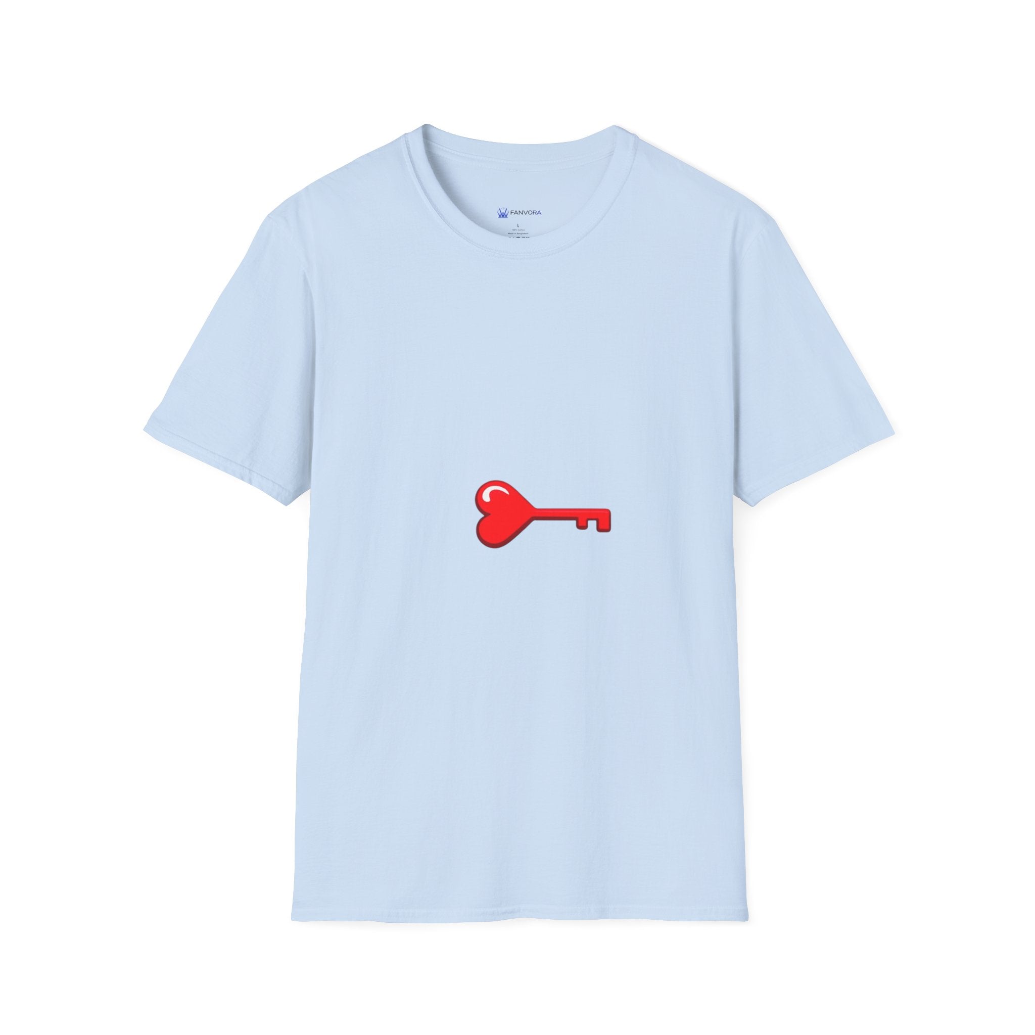 Heart Key T-Shirt — Minimal Red Key Heart Graphic Tee