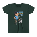 Youth Soccer Tee – Cute Cartoon Player "Ready to Score" Kids Jersey